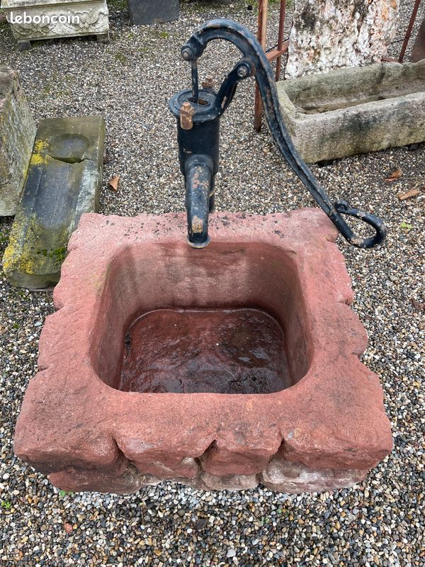 Unique auge / bac à fontaine / bassin ou jardinière en pierre naturelle de grès sculptée