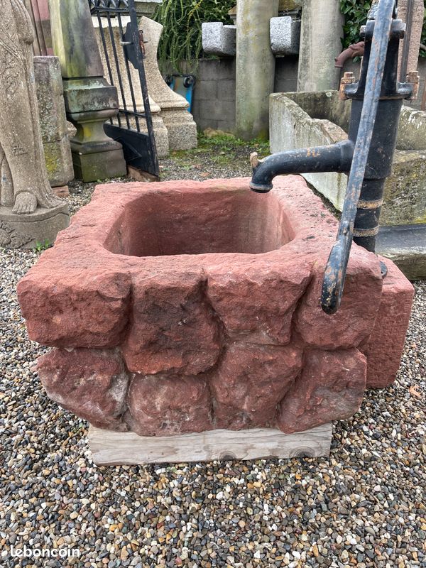 Unique auge / bac à fontaine / bassin ou jardinière en pierre naturelle de grès sculptée