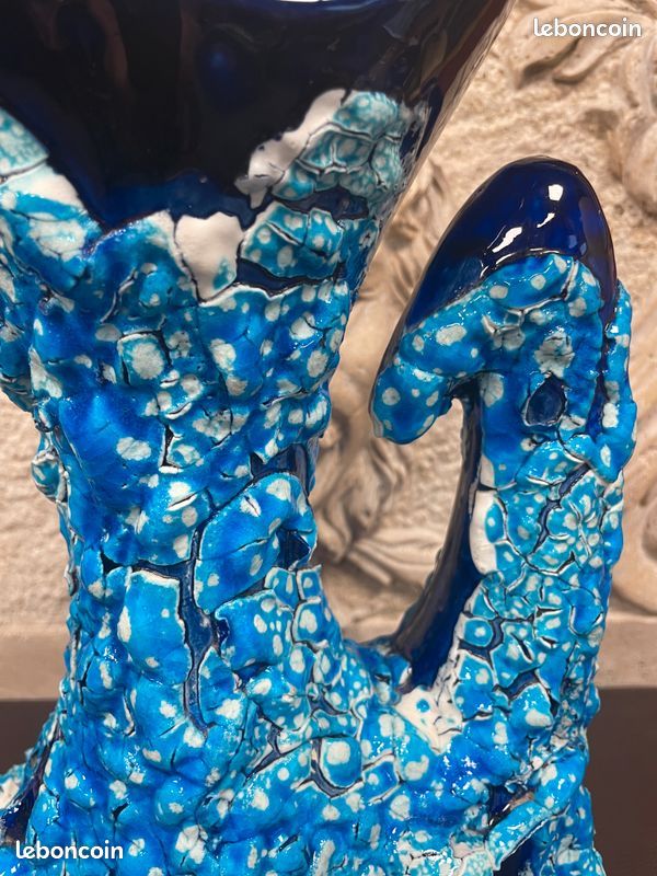 Grand vase en céramique fatlava écume de mer signé Vallauris