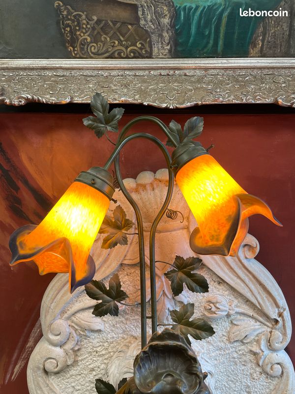 Lampe fontaine décorative Art Déco "jeune femme à la fontaine" d'après F. Moreau signé