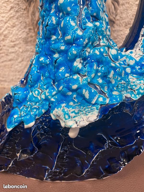 Grand vase en céramique fatlava écume de mer signé Vallauris