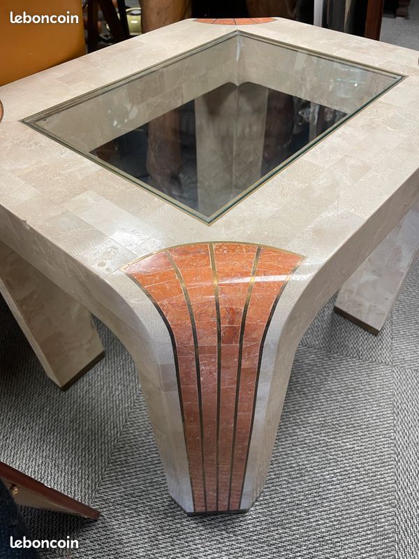Table d'appoint Fossil Stone par Robert Marcius pour Casa Bique Art Déco