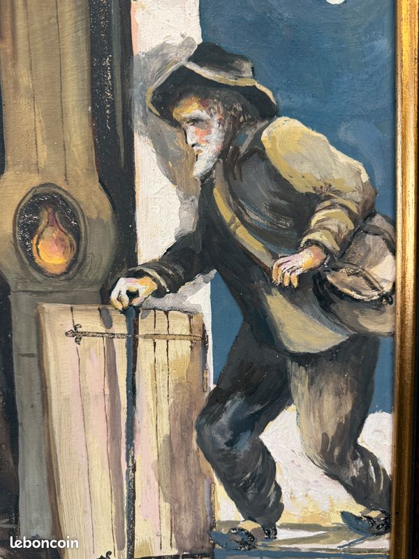 Tableau / huile sur toile signé Henri ROYERE " Scène de vie d'antan "