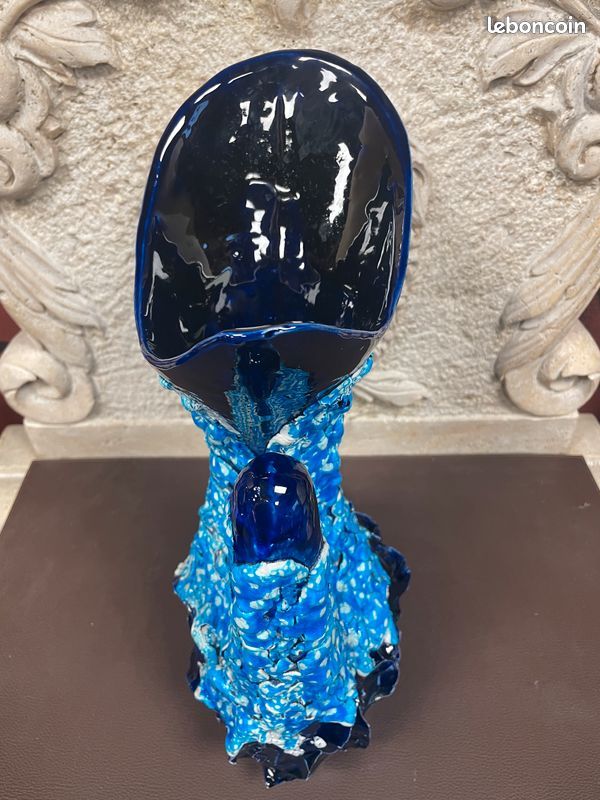Grand vase en céramique fatlava écume de mer signé Vallauris