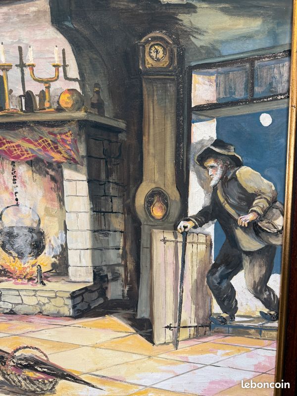 Tableau / huile sur toile signé Henri ROYERE " Scène de vie d'antan "