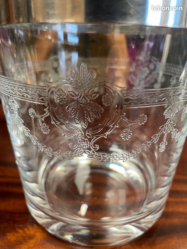 Seau à glace / glaçons en verre gravé, 1970