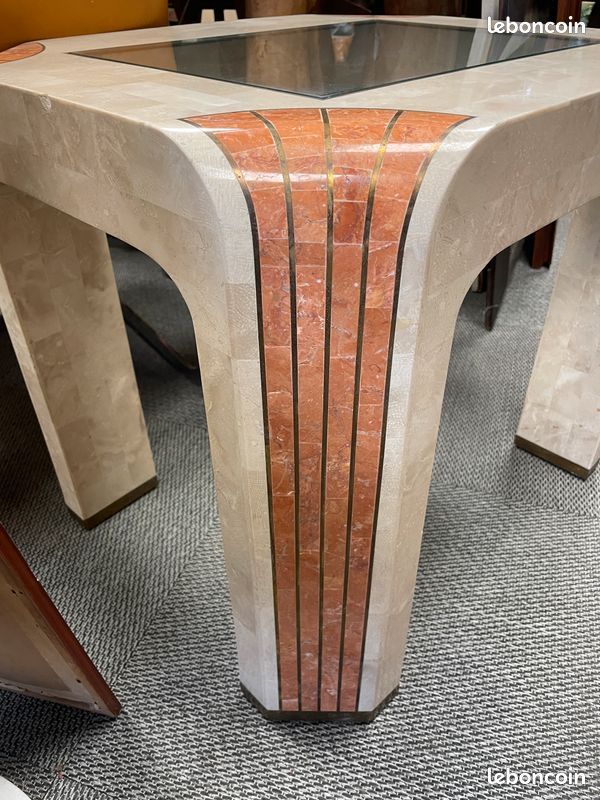 Table d'appoint Fossil Stone par Robert Marcius pour Casa Bique Art Déco