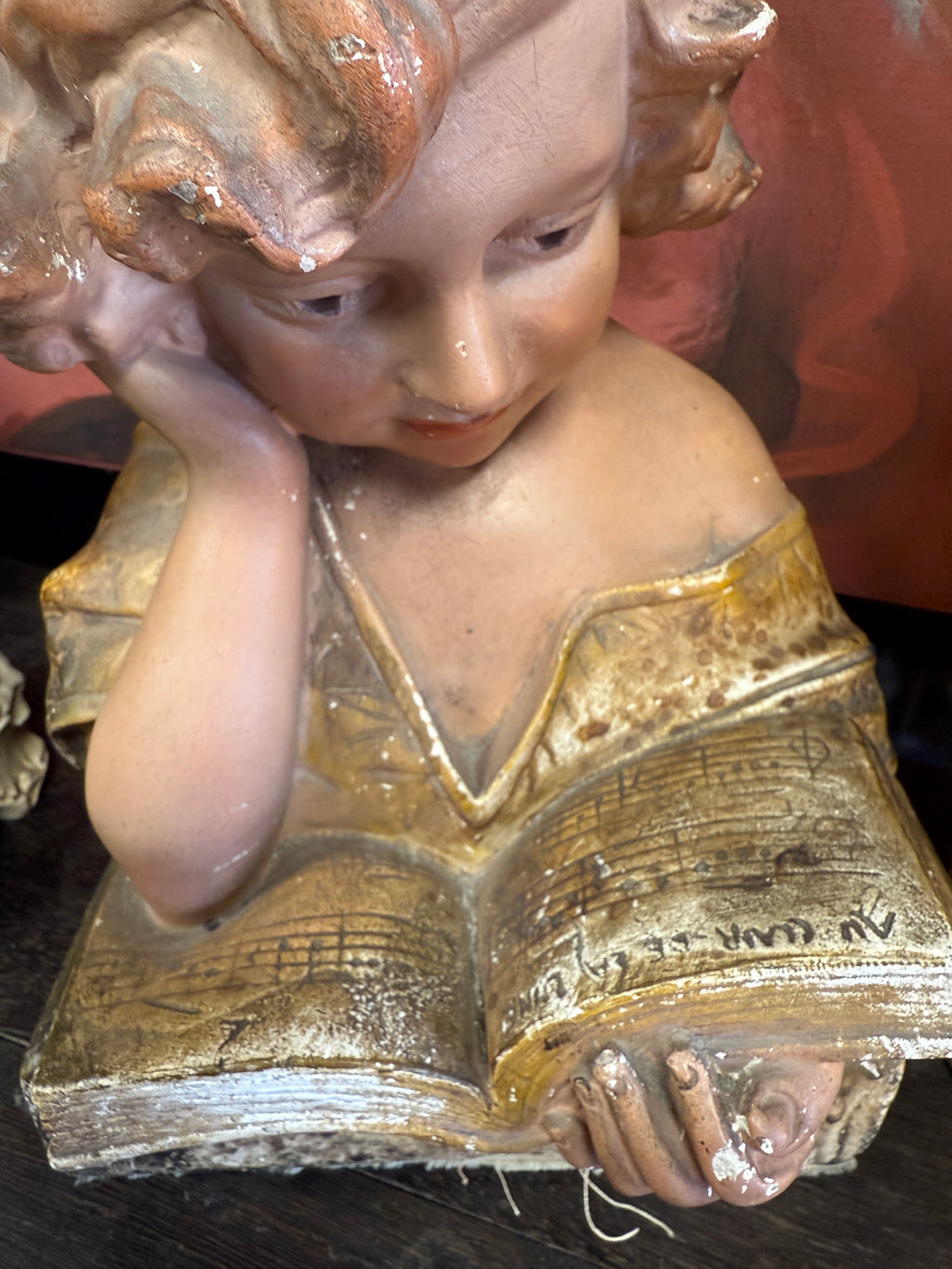 Ancien authentique buste de jeune fille signé C. JACOBS nommée " Lecture "