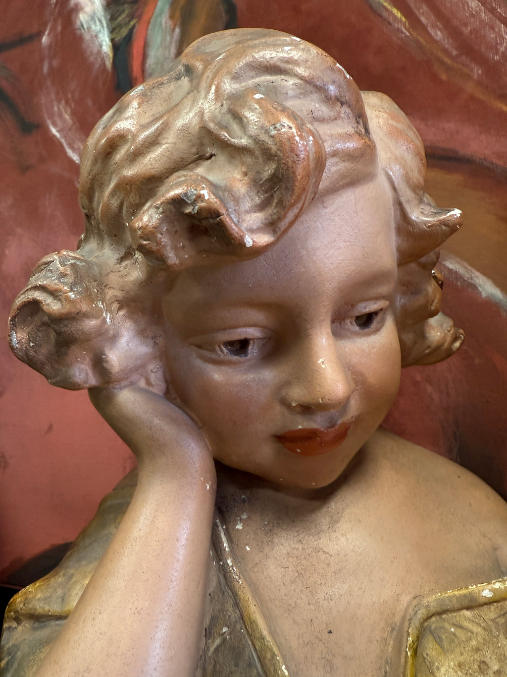 Ancien authentique buste de jeune fille signé C. JACOBS nommée " Lecture "