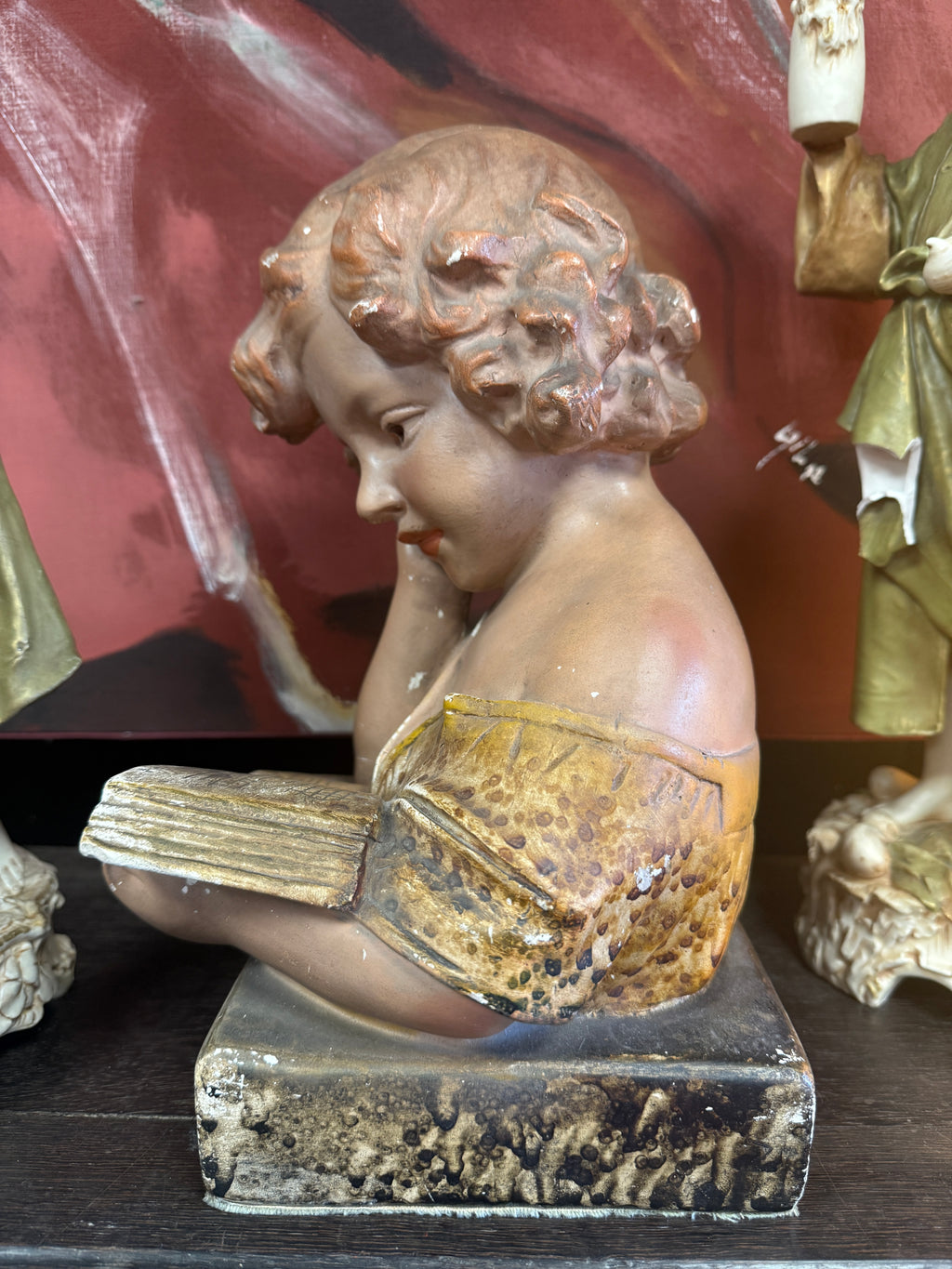 Ancien authentique buste de jeune fille signé C. JACOBS nommée " Lecture "