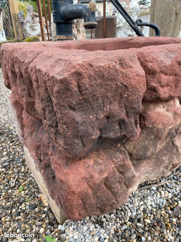 Unique auge / bac à fontaine / bassin ou jardinière en pierre naturelle de grès sculptée