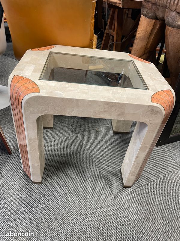 Table d'appoint Fossil Stone par Robert Marcius pour Casa Bique Art Déco