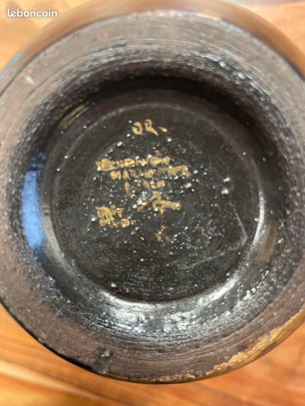 Vase Art Déco Jules Ernenwein, feuille d'or signé. Poterie Marmoutier