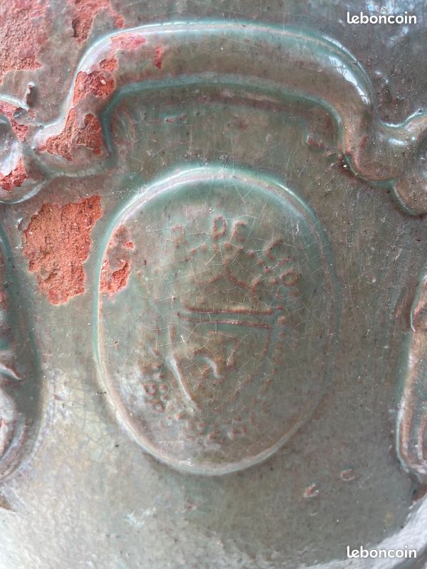 Ancienne urne jardinière ou pot en faïence émaille de France